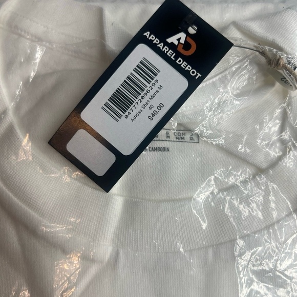 Adidas T-Shirt Mens Size M White Green Short Sleeve Large Logo Print Sportswear - Picture 4 of 5